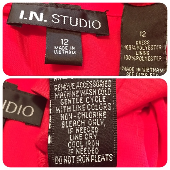 Red/Tangerine Pleated Skirt Dress Size 12 - Picture 5 of 8